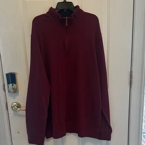 Lands' End Men's Deep Red Zip-Up Sweater